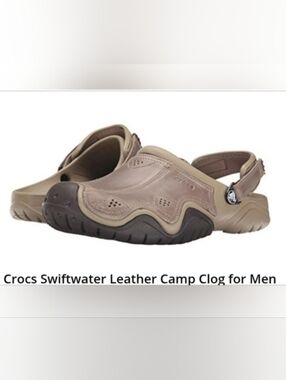 Crocs Swiftwater Leather Camp Clogs For Men Size M13 Black And Tan Never Worn!